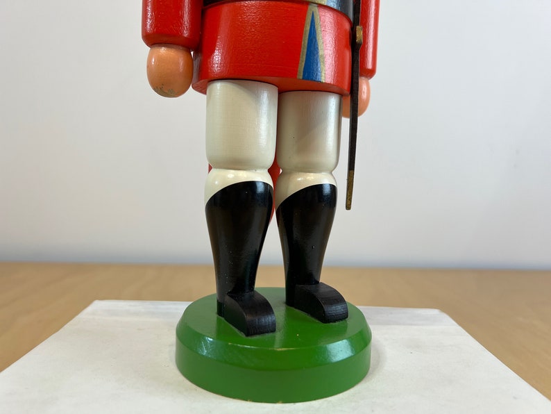 14 Soldier Nutcracker, Vintage Red and Gold Hand Painted Wood Figurine, Traditional Holiday Christmas Decor image 6