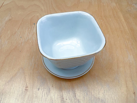 Small Vintage Trinket Dish Set, White Porcelain w… - image 8