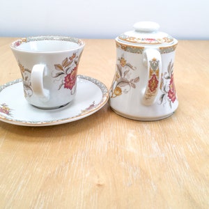 Vintage Floral Porcelain Tea Pot, Cup & Saucer 3 Pc Set, CERANOVA Eschenbach Handcrafted Germany image 5