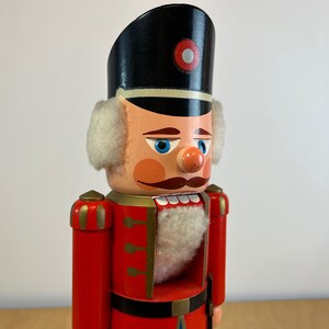 14 Soldier Nutcracker, Vintage Red and Gold Hand Painted Wood Figurine, Traditional Holiday Christmas Decor image 5