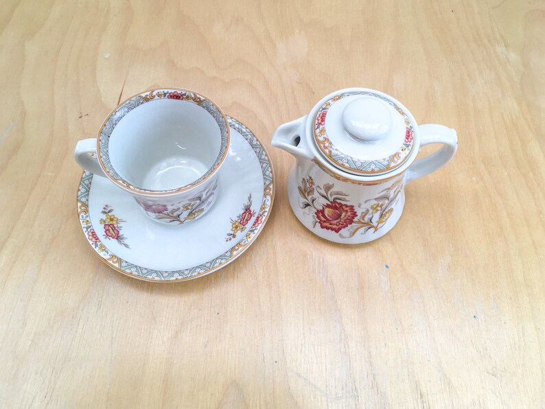 Vintage Floral Porcelain Tea Pot, Cup & Saucer 3 Pc Set, CERANOVA Eschenbach Handcrafted Germany image 2
