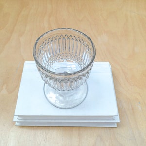 Vintage 5.5 Ribbed Compote, Clear Pressed Glass Footed Pedestal Bowl Apothecary Candy Dish image 4