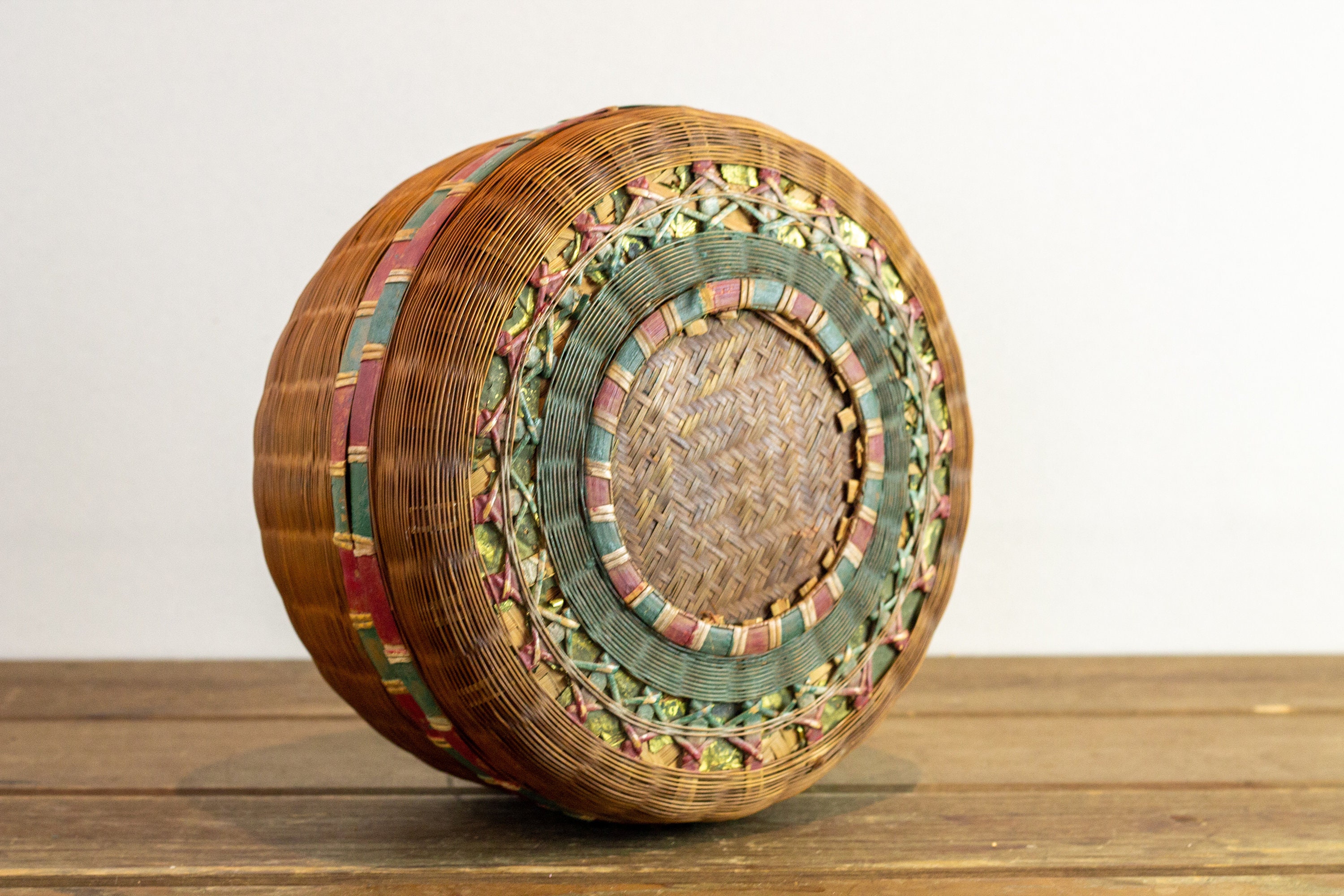 Cesta de mimbre vintage tejida a mano africana con tapa Etsy