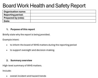 Board & WHS Committee Reporting Pack (Word Templates)