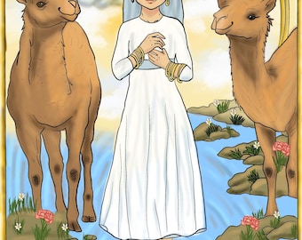 Rebecca at the Well Art Print: Biblical Illustration