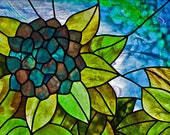 Blue Hydrangea Stained glass pattern. David Kennedy Designs.