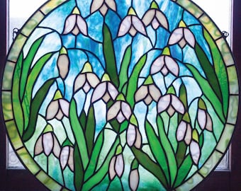 Snowdrops in the Round Stained Glass Pattern. © David Kennedy Designs