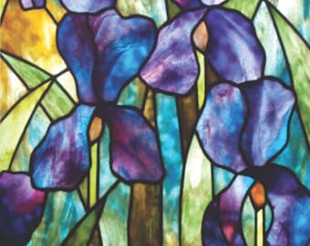 Moody Iris Stained Glass Pattern. © David Kennedy Designs.