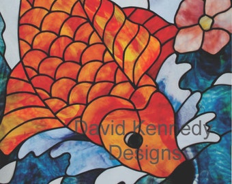 Koi Fish Stained Glass Pattern C David Kennedy Designs Etsy