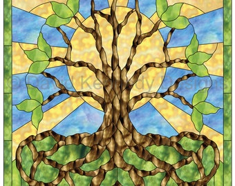 Stained Glass Tree Of Life Quilt Pattern Glass Art Art Collectibles Jan Takayama Com