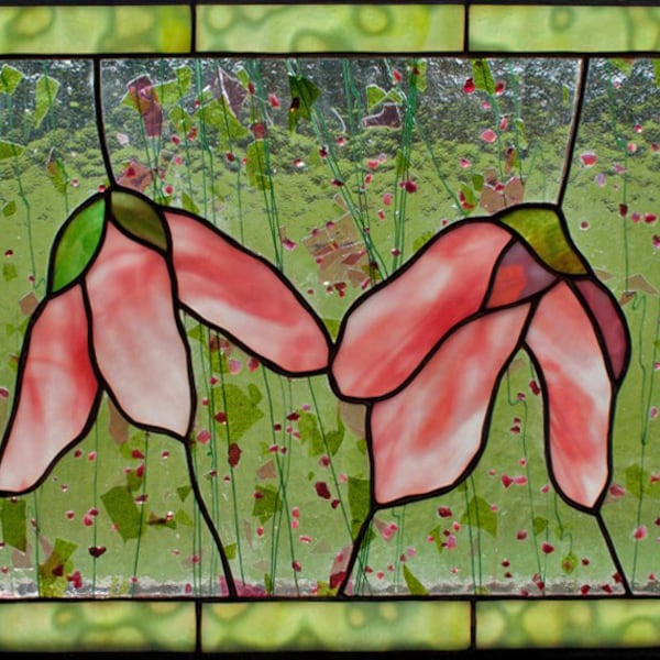 Two Magnolias Stained Glass Pattern.© David Kennedy Designs.