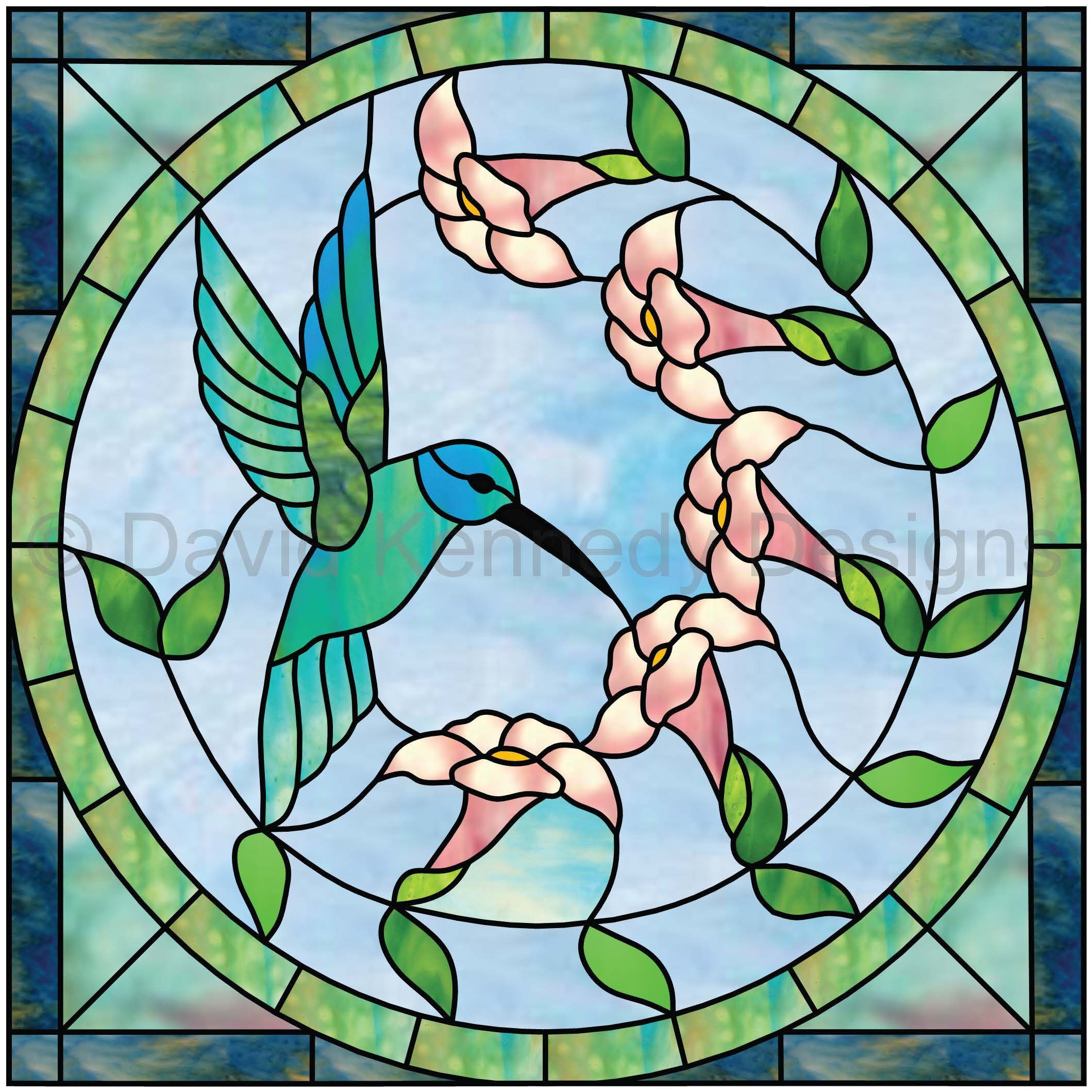 Humming Bird Facing Right Stained Glass Pattern.© David | Etsy