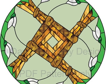 Saint Brigid's Cross Stained Glass Pattern.© David Kennedy Designs.