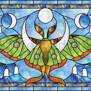 Luna Moth Transom Stained Glass Pattern.© David Kennedy Designs.