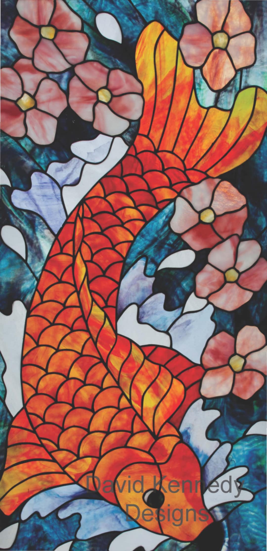 Koi Fish Stained Glass Pattern. © David Kennedy Designs. Etsy
