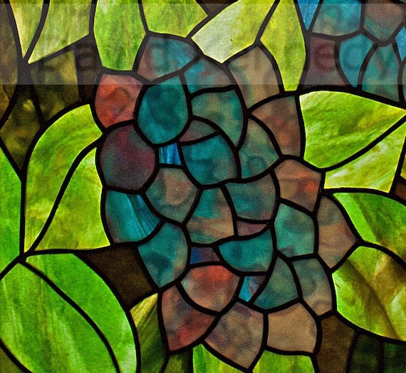 Blue Hydrangea Stained Glass Pattern. © David Kennedy Designs. - Etsy