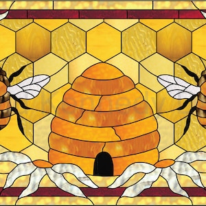 Beehive Transom Stained Glass Pattern.© David Kennedy Designs.