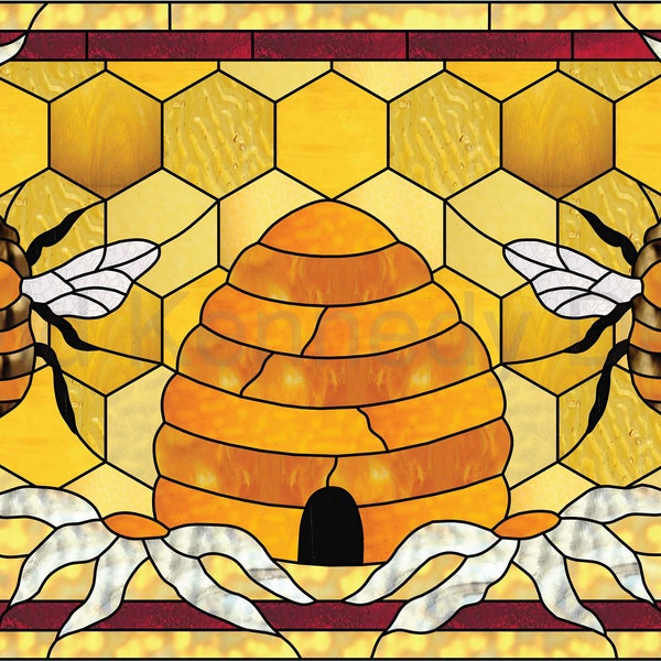 Bienenstock-Transom Buntglas Pattern.© David Kennedy Designs.