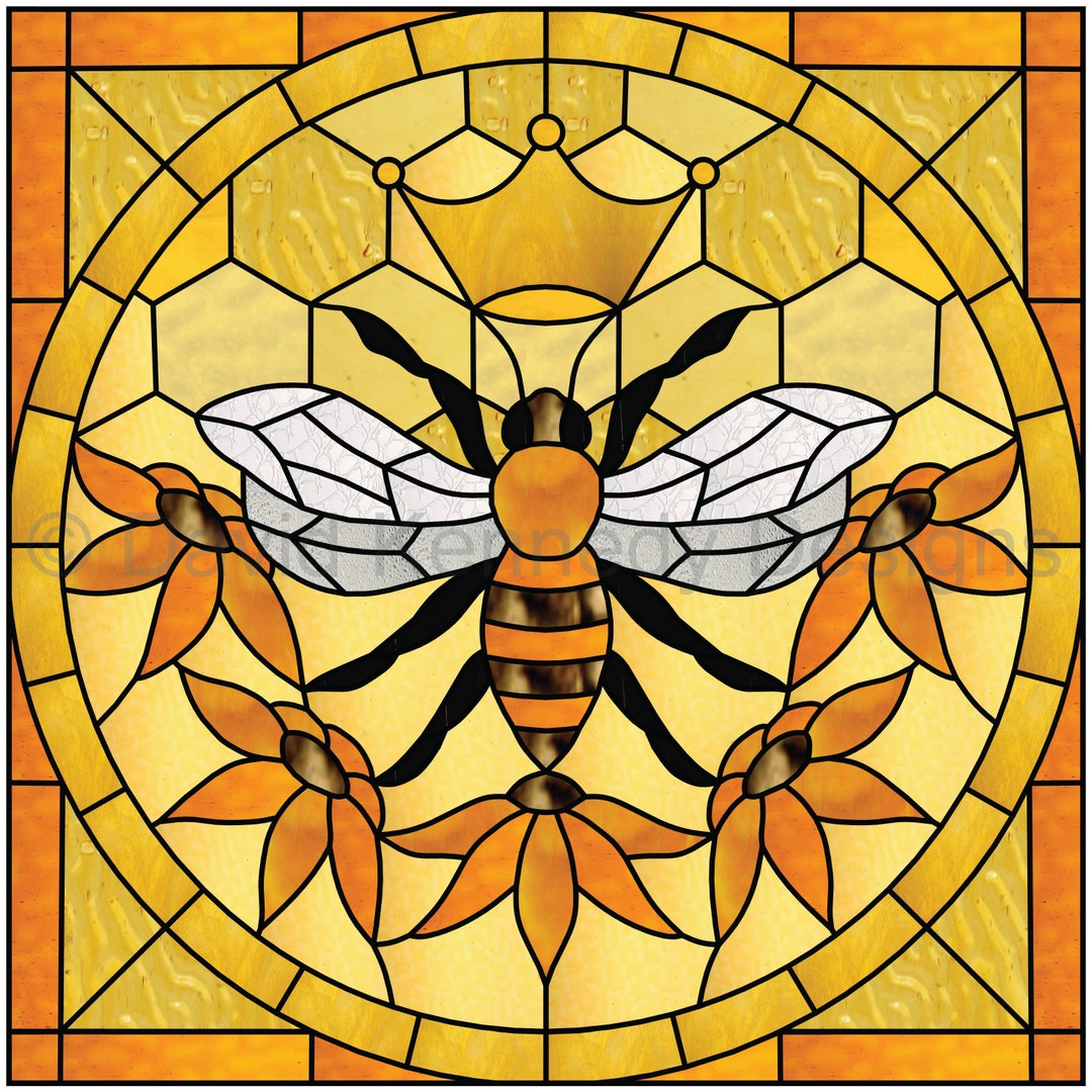 Queen Bee Stained Glass Pattern .© David Kennedy Designs. - Etsy