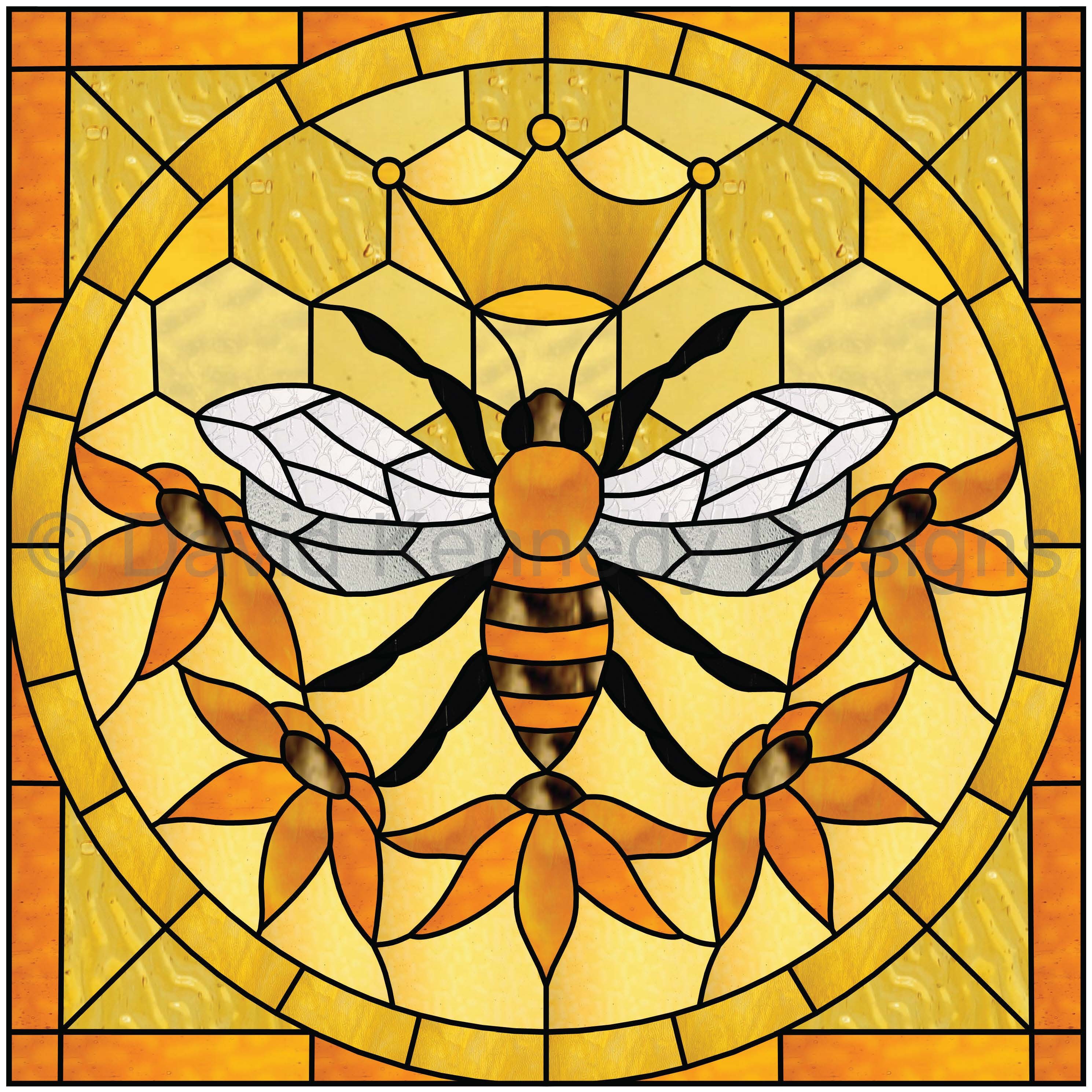 Queen Bee Stained Glass Pattern .© David Kennedy Designs.