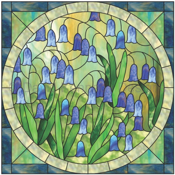 Bluebells 2 Stained Glass Pattern.© David Kennedy Designs.