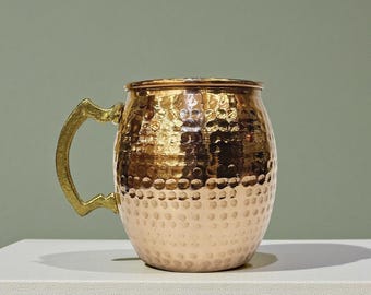 Handmade Copper Moscow Mule Mug, Tin Lined, Hammered Texture