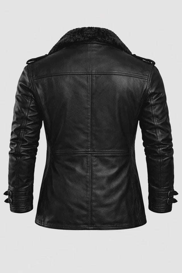 Leon S. Kennedy Black Leather Jacket – Faux Fur Collar Winter Coat