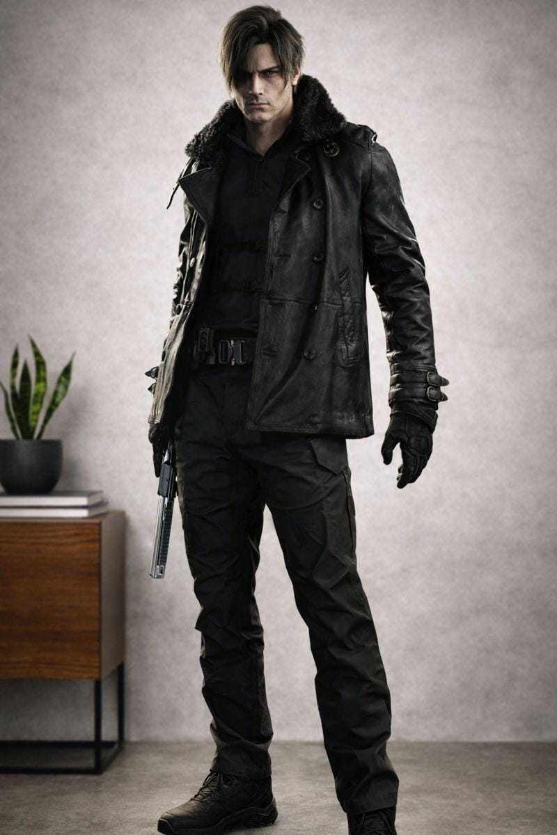 Leon Kennedy Resident Evil Leather Coat – Fur Collar Cosplay