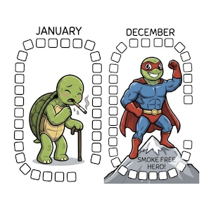 Funny Quit Smoking Tracker Printable | 12 Month Smoke Free | Stop Smoking Challenge | Digital Download