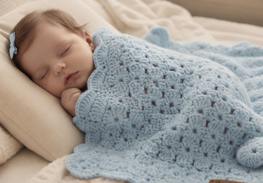 Easy Baby Blanket Crochet Pattern: Shell Stitch Beginner Tutorial (PDF ...