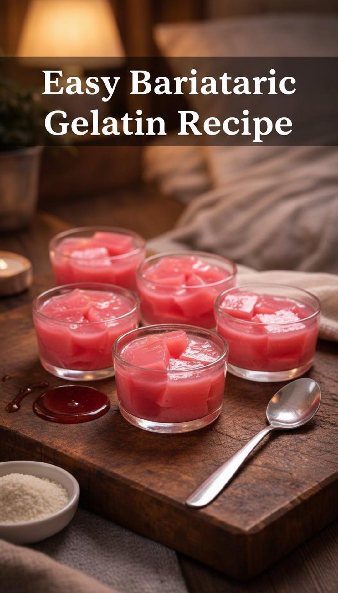 Bariatric Pink Gelatin Trick Recipe Sugar free Low calorie Dessert 