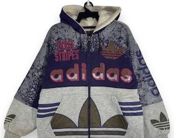 Sudadera con capucha adidas vintage de los años 90 con el logotipo grande, talla M