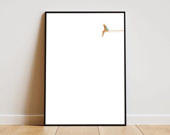 Lámina artística minimalista sobre la soledad / Inspirada en Diana / Póster minimalista emotivo