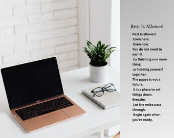 Der Rest ist erlaubt – Minimalistische druckbare Wandkunst, Achtsamkeitszitat, ruhiges neutrales Dekor, digitaler Download