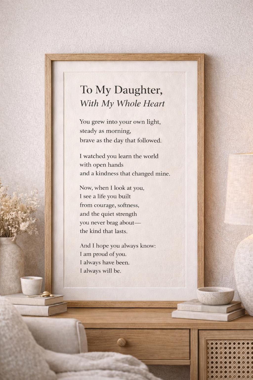 To My Daughter Wall Art – “with My Whole Heart” Printable Poem, Digital ...
