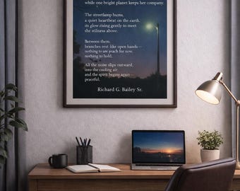 Evening Reset gedicht print, minimalistische muurkunst (digitale download)