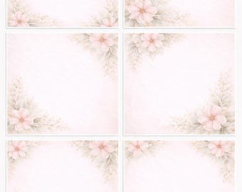 Blumen Briefpapier Set zum Ausdrucken - rosa Briefpapier, feminines Briefpapier, 6 Designs, Sofort-Download (8.5×11 PDF JPG PNG)