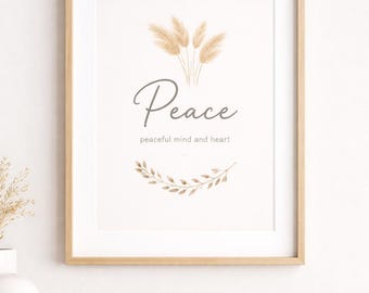 Peace Quote Art Print, minimalistisch interieur (digitale download)