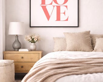 LOVE afdrukbare muurkunst – minimalistische typografieprint – modern interieur – direct downloaden