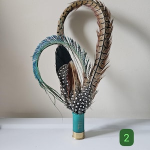 Feather Cowboy Hat Pin with Shotgun Shell Accent – Rustic Country Style Accessory