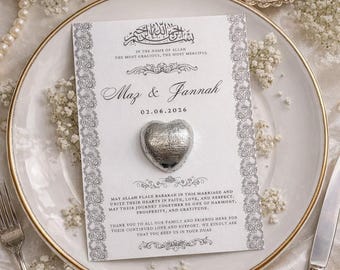 Personalised Islamic Wedding Favour | Nikah Place Card | Muslim Chocolate Heart Favour