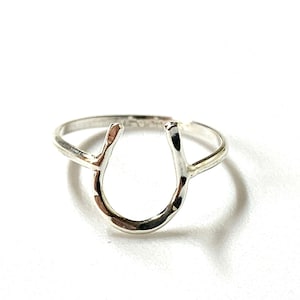 Horseshoe Ring Hammered in Sterling .925 Silver image 1