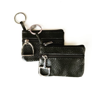 Credit Card Holder, Leather Coin Purse Pouch, featuring Horse Stirrup or Snaffle Bit Charm image 5