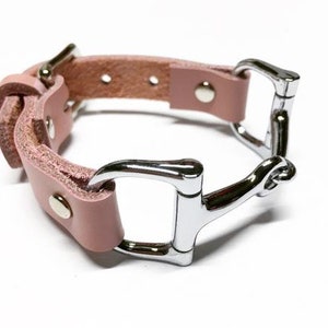 Soft Pink Equestrian Bracelet, Horse Bracelet, Silver Snaffle Bracelet, Snaffle Bit Bracelet, Gift For Her image 1