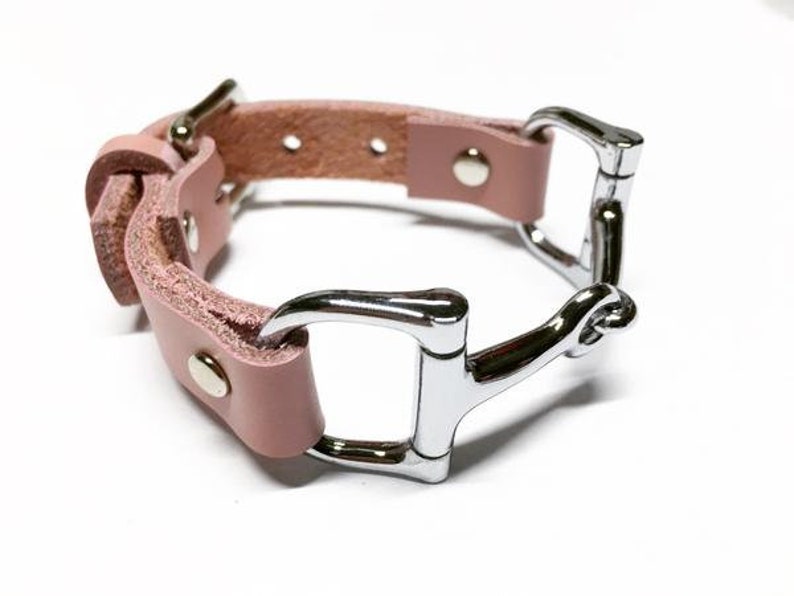 Soft Pink Equestrian Bracelet, Horse Bracelet, Silver Snaffle Bracelet, Snaffle Bit Bracelet, Gift For Her image 1