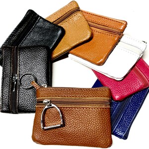 Credit Card Holder, Leather Coin Purse Pouch, featuring Horse Stirrup or Snaffle Bit Charm image 7