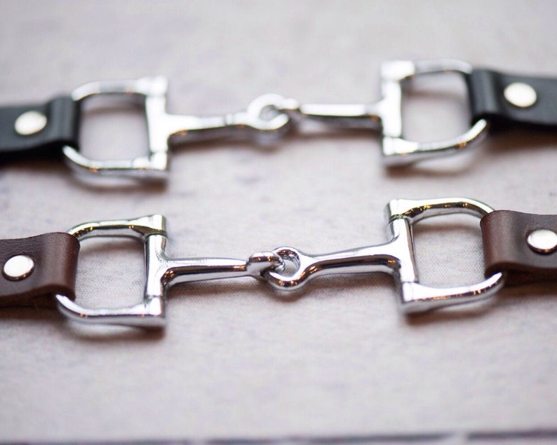 Equestrian Double Wrap Leather Horse Bit Bracelet Etsy