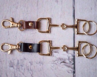 Handmade Leather Keychain; Equestrian Key Fob; Leather Key Fob; Trigger Snap Keychain; Brown Leather Key Fob