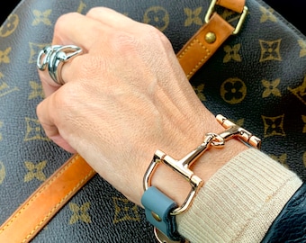 Equestrian Bracelet in Gray Leather