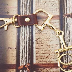 Handmade Leather Keychain; Equestrian Key Fob; Leather Key Fob; Trigger Snap Keychain; Brown Leather Key Fob